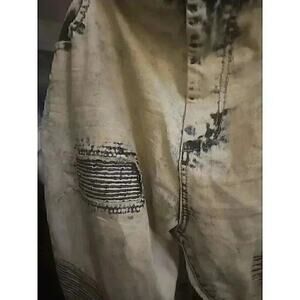 Access Apparel Men's Acid Wash Ribbed Distressed Wide Leg Blue Jeans 46x33 CR4